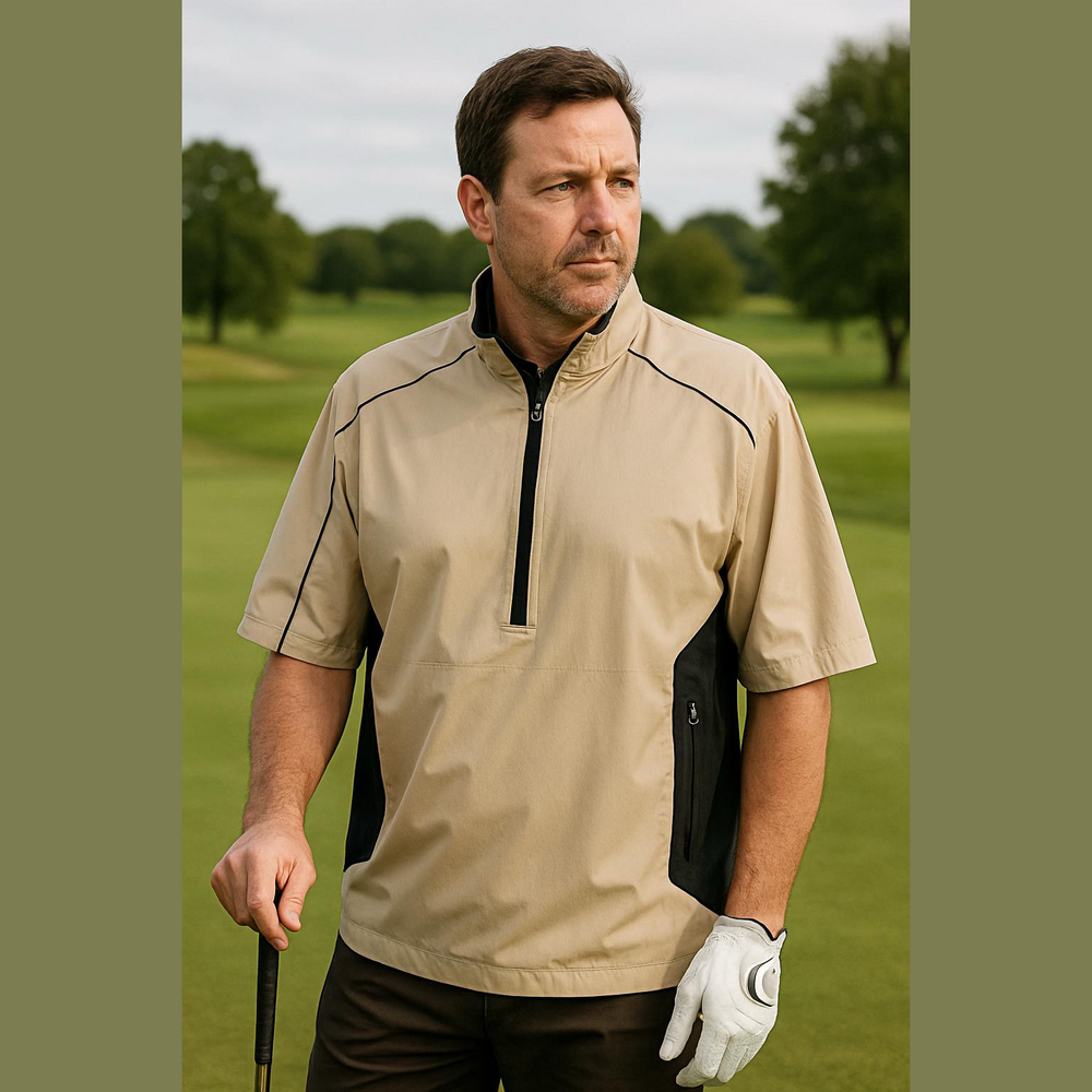 FootJoy DryJoys Tour Collection Golf Rain Jacket Beige Black M - Picture 2 of 7